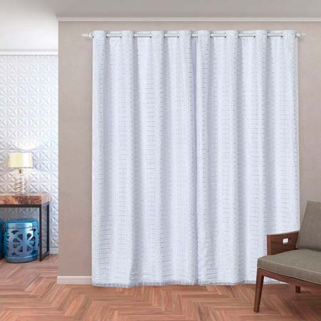 Cortina Blackout PVC com Tecido Voil Xadrez